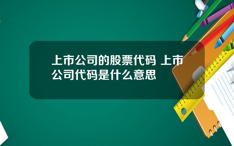 上市公司的股票代码 上市公司代码是什么意思